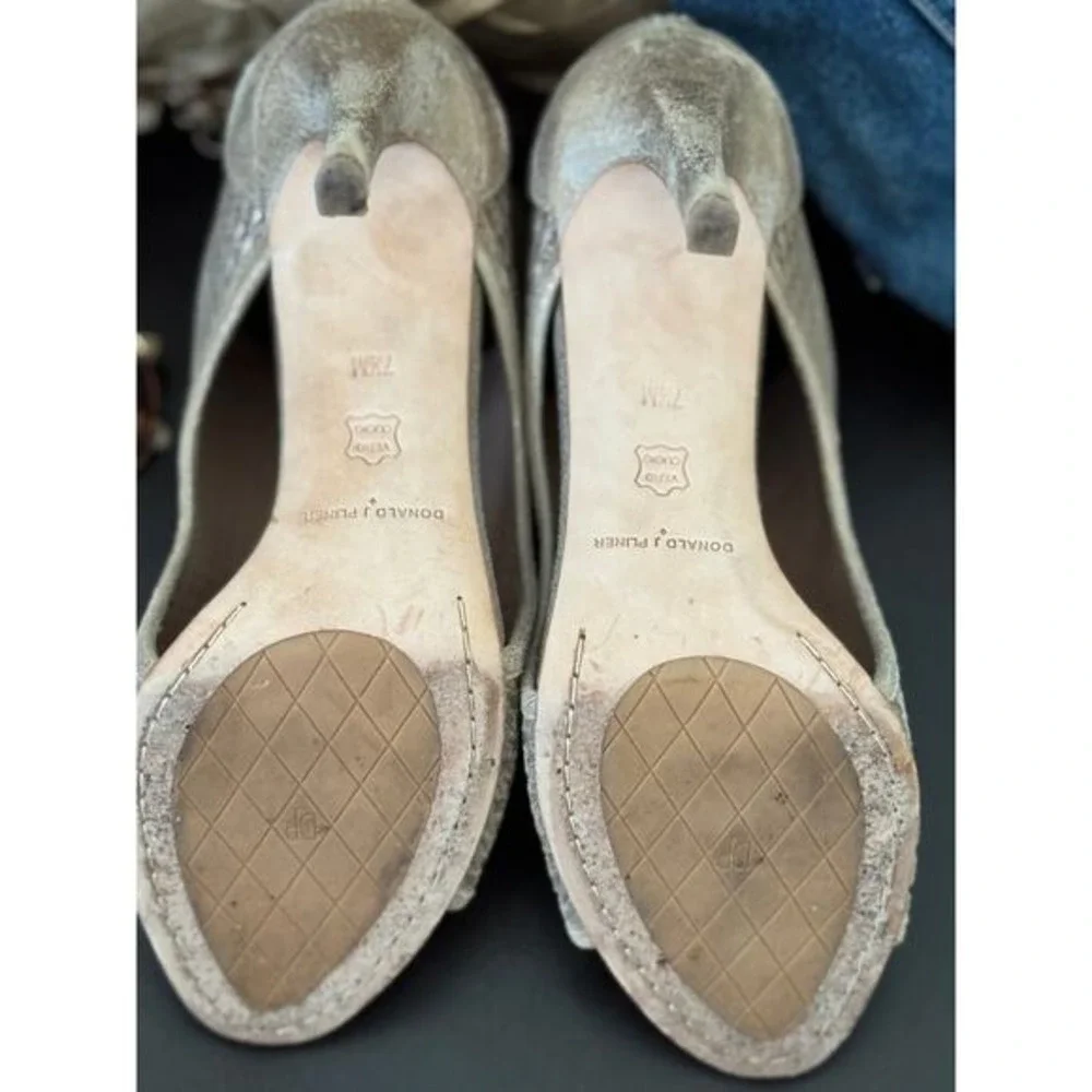 Donald J Pliner Metallic Woven Peep Toe 4